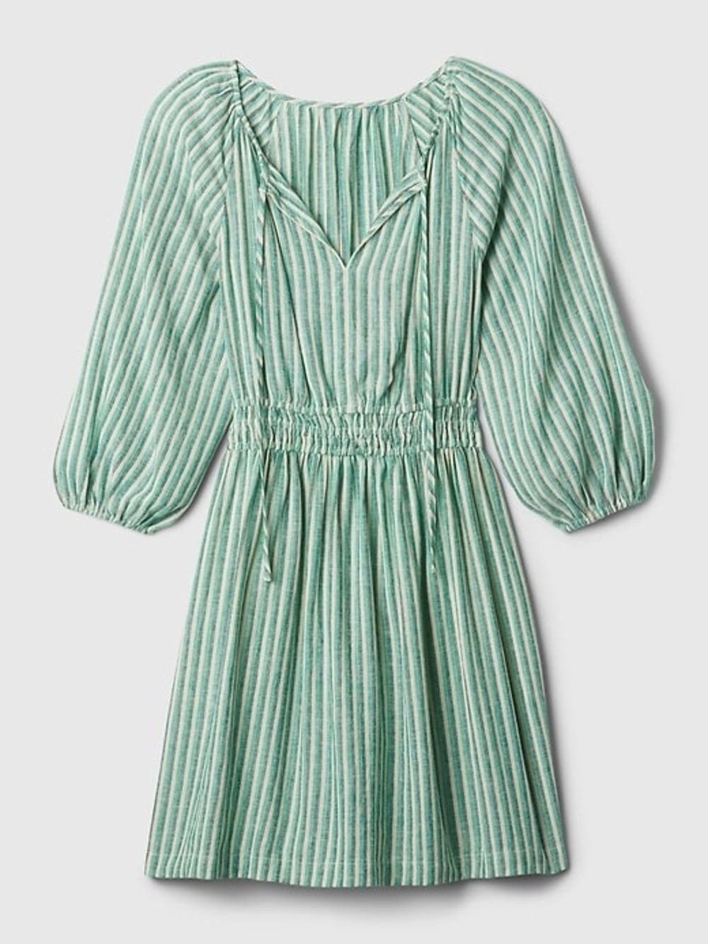 nwt GAP Green and White Striped Linen-Blend Mini Dress Small